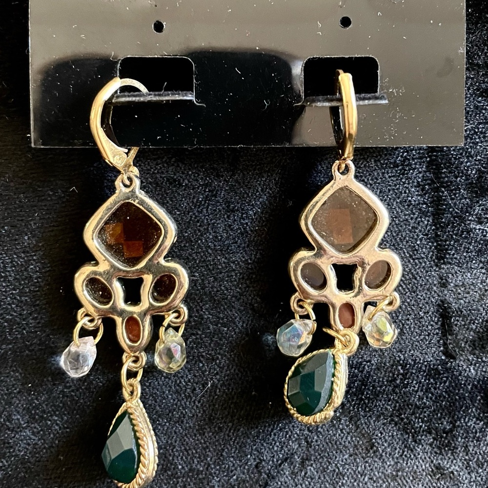 💎4 for $20💎 Green and Gold Upcycled Earrings Lever Backs - Picture 2 of 2